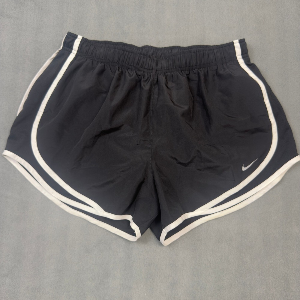 Nike Womens Dri-FIT Tempo Running Shorts Black White Size L Athletic Training